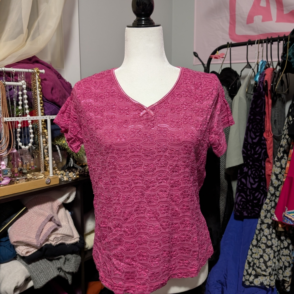 Y2K Pink Lace Top
